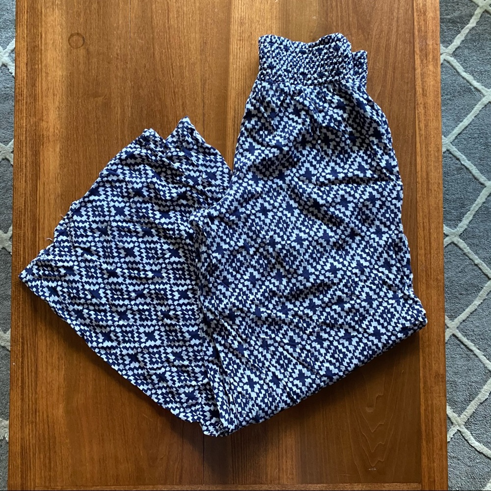 Maurices Boho Elastic Pants Navy & White Medium